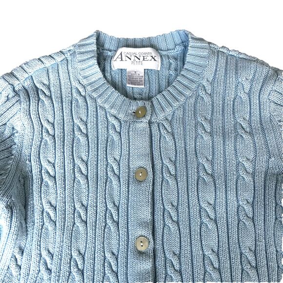 Vintage Casual Corner Petite Blue Cardigan Small Button Front Long Sleeve - Picture 3 of 7